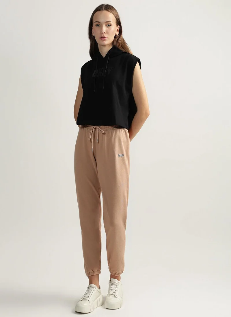 DKNY Sport Logo Printed Layered Outline Hoodie