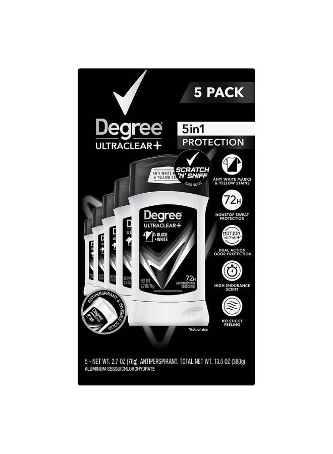 Degree Men UltraClear+ Antiperspirant Deodorant, Black & White, 2.7 oz, 5-count - Image 1