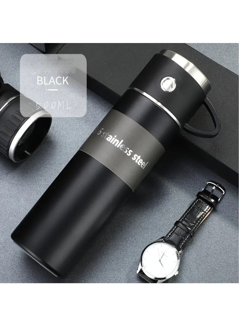 Stainless Steel Insulated Water Bottle - Vacuum Flask with Portable Thermal Mug for Outdoor Hydration Reusable and Travel-Friendly Black - Image 1