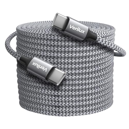 Verilux® 8M/26.2Ft Type C to Type C Cable, PD 60W Fast Charging USB C Cable, 480Mbps Data Transfer Cable Nylon Braided C to C Type for iPhone 17/16/15, Galaxy S25/S24/S23, MacBook, iPad - Image 1