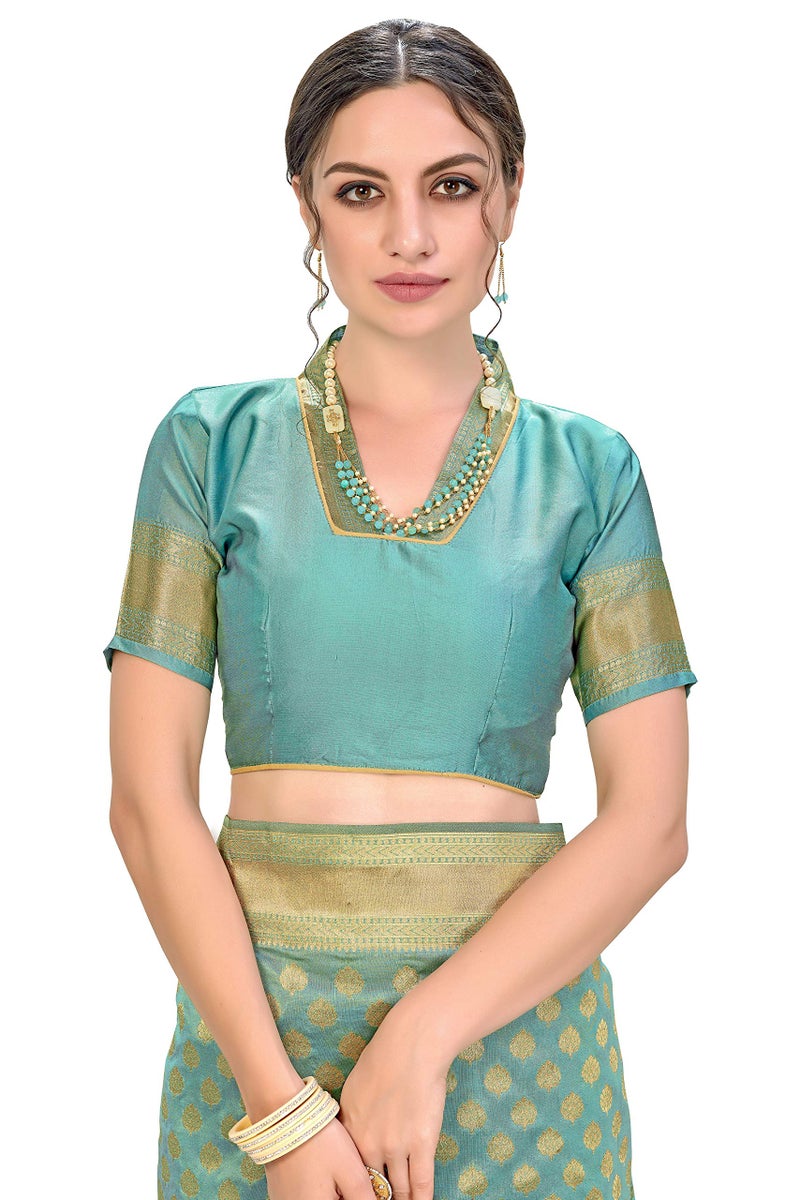 Glory Sarees Women's Woven Pure Soft Kanjivaram Silk Saree Banarasi Style With Blouse Piece for Wedding (kara115pastelgreen_Pastel Green) - Image 5