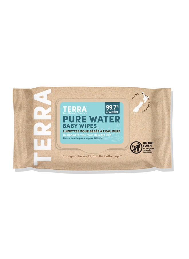 Terra Pack of 70 Bamboo Baby Wipes Pure New Zealand Water Biodegradable Bamboo Fiber For Sensitive Skin No Harmful Chemicals or Unwanted Ingredients - 0+ Months  - Image 1