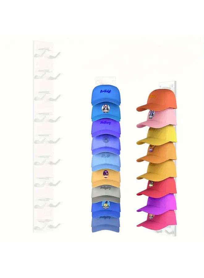 White Heavy Duty Wall Mounted Baseball Cap Rack Holds 18 Hats Multi Tier Space Saving Organizer No Tools Installation - Image 5