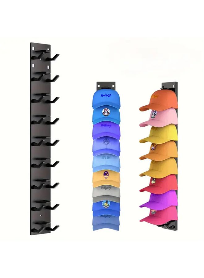 White Heavy Duty Wall Mounted Baseball Cap Rack Holds 18 Hats Multi Tier Space Saving Organizer No Tools Installation - Image 3