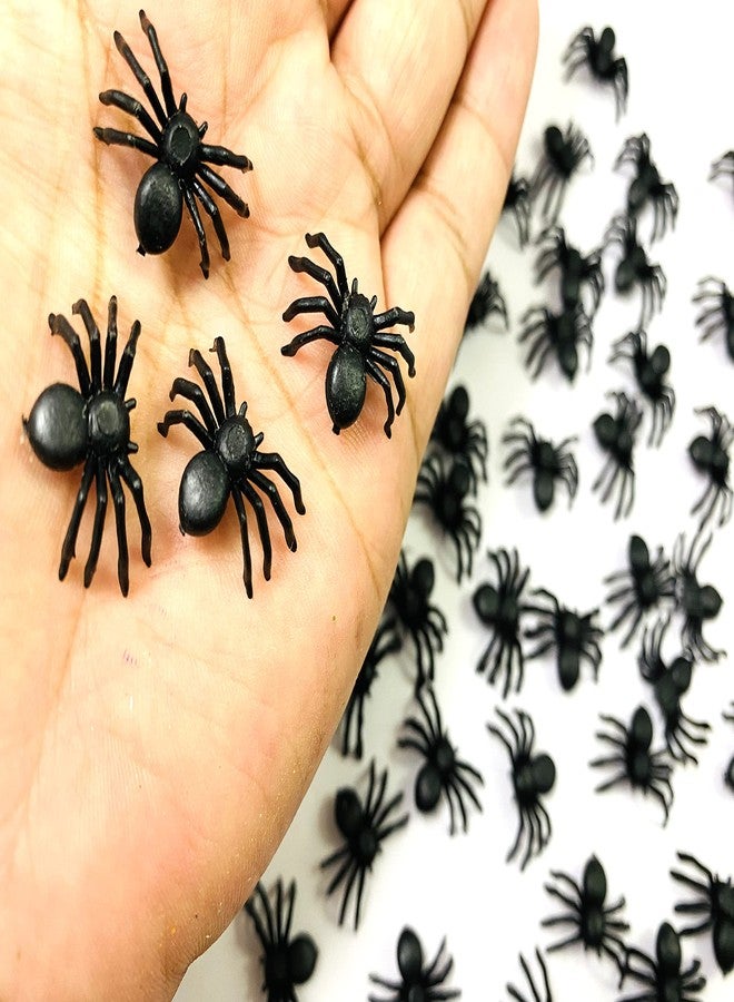 Evisha لعبة إيفيشا المخيفة على شكل عناكب وخفافيش، لعبة مزحة للأطفال لتزيين حفلات الهالوين، عناكب معاد تدويرها، عناكب واقعية، عناكب مزيفة معاد تدويرها لمقالب الهالوين (60 عنكبوتًا صغيرًا) - Image 2