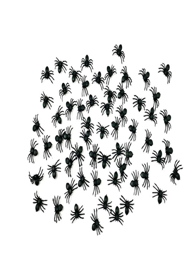 Evisha لعبة إيفيشا المخيفة على شكل عناكب وخفافيش، لعبة مزحة للأطفال لتزيين حفلات الهالوين، عناكب معاد تدويرها، عناكب واقعية، عناكب مزيفة معاد تدويرها لمقالب الهالوين (60 عنكبوتًا صغيرًا) - Image 1