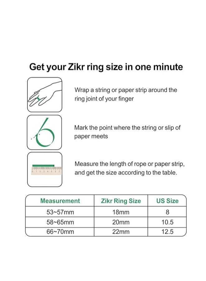 iQIBLA خاتم تسبيح ذكي زكر 20 مم ذهب - Image 4