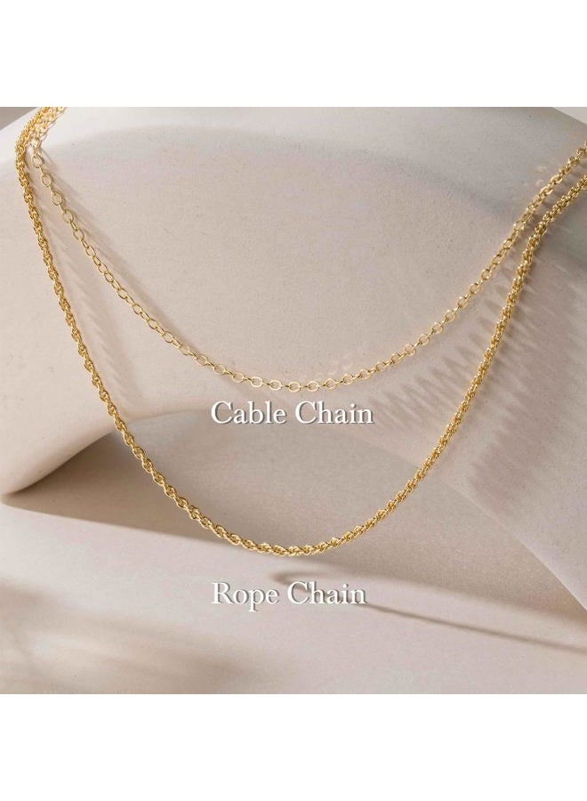 GYUYCW 14K Gold Necklaces for Women Trendy 14K Gold Chain for Women Double Chain Necklace for Womens Rope Chains Refined Shine and Elegant Presence Chains Necklace Womens - Image 3