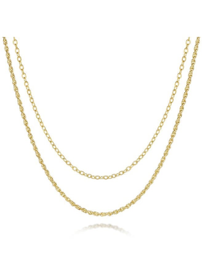 GYUYCW 14K Gold Necklaces for Women Trendy 14K Gold Chain for Women Double Chain Necklace for Womens Rope Chains Refined Shine and Elegant Presence Chains Necklace Womens - Image 1