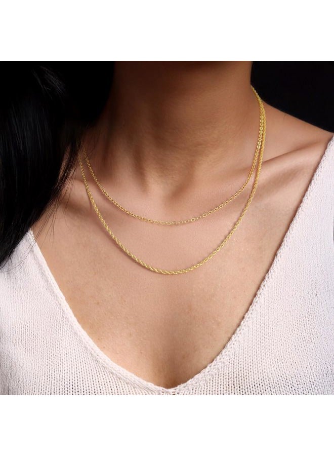 GYUYCW 14K Gold Necklaces for Women Trendy 14K Gold Chain for Women Double Chain Necklace for Womens Rope Chains Refined Shine and Elegant Presence Chains Necklace Womens - Image 4