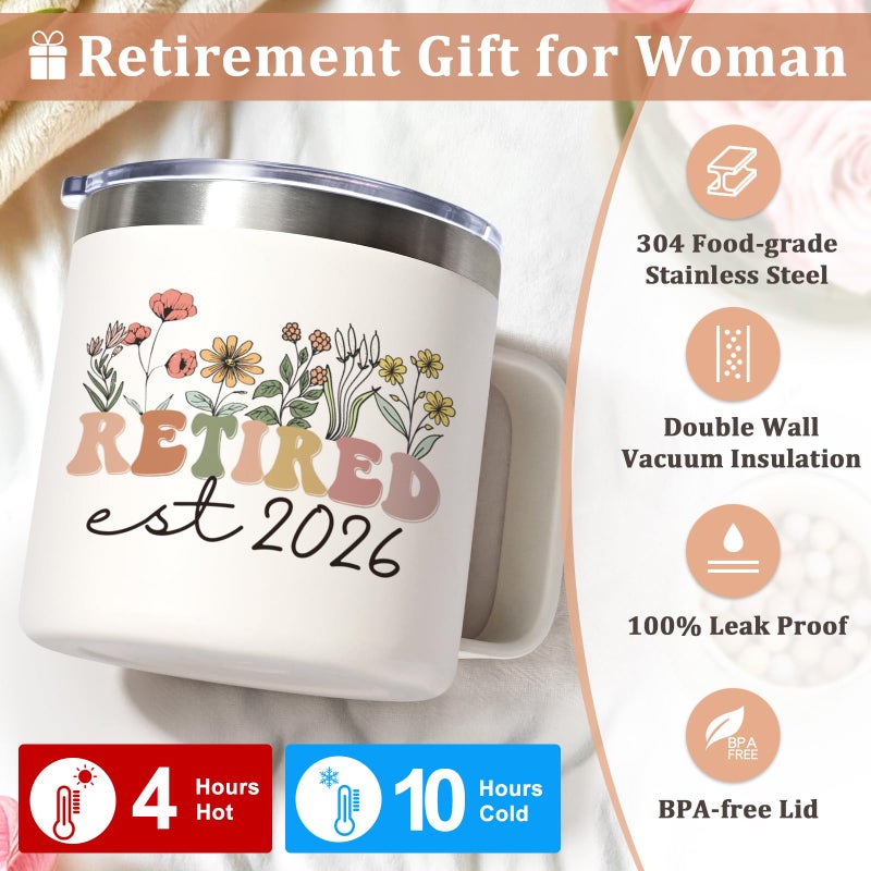Lifecapido Retirement Gift for Woman, Retirement Gifts for Women 2026, 14oz Insulated Coffee Mug with Bookmark, Retired Birthday Christmas Gifts for Women Mom Grandma Teacher Nurse Coworkers - Image 4