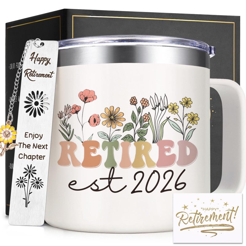 Lifecapido Retirement Gift for Woman, Retirement Gifts for Women 2026, 14oz Insulated Coffee Mug with Bookmark, Retired Birthday Christmas Gifts for Women Mom Grandma Teacher Nurse Coworkers - Image 1