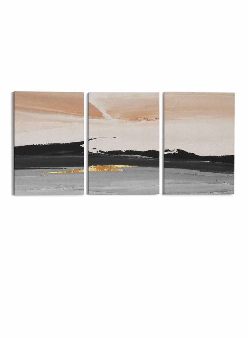 LOWHA مجموعة من 3 لوحات فنية جدارية من القماش، مشدودة على إطار خشبي، لوحات زيتية تجريدية، للمنزل، غرفة المعيشة، ديكور المكتب - Image 5