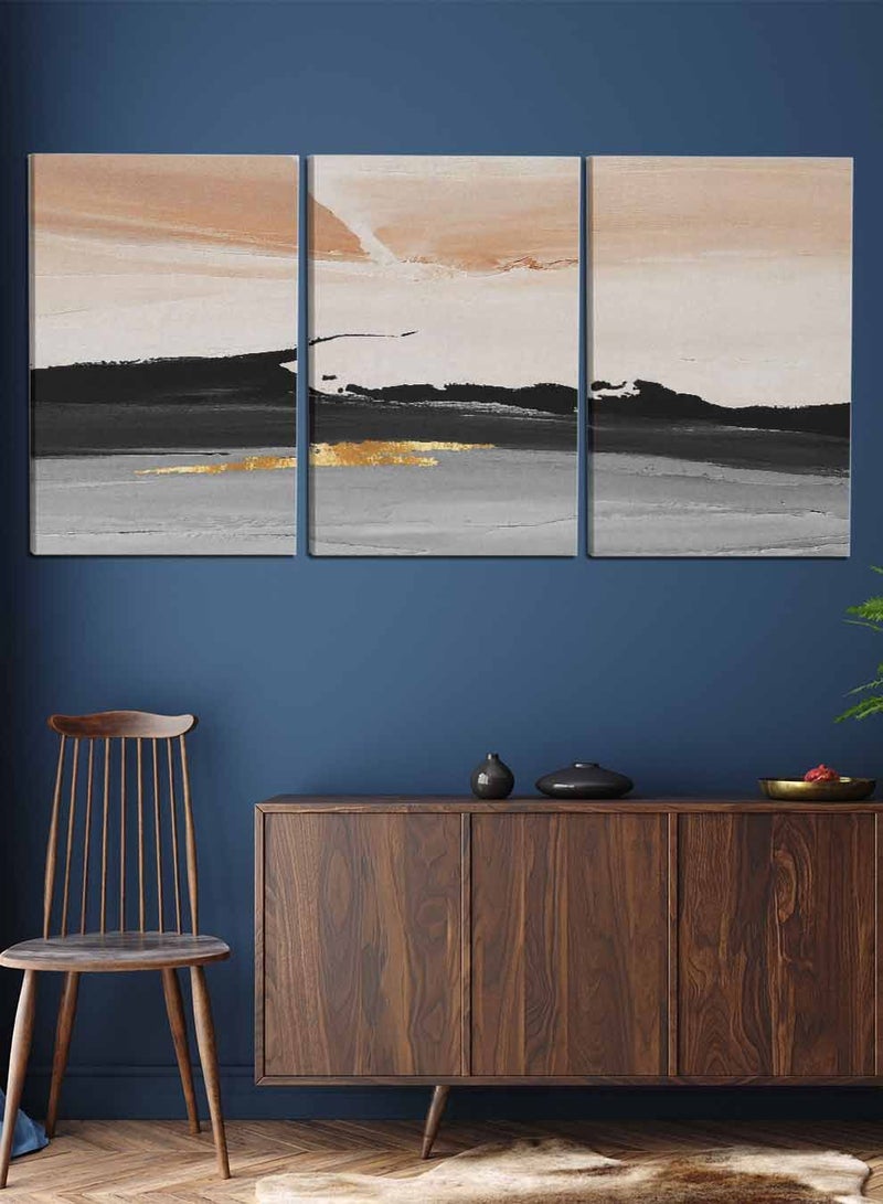 LOWHA مجموعة من 3 لوحات فنية جدارية من القماش، مشدودة على إطار خشبي، لوحات زيتية تجريدية، للمنزل، غرفة المعيشة، ديكور المكتب - Image 4
