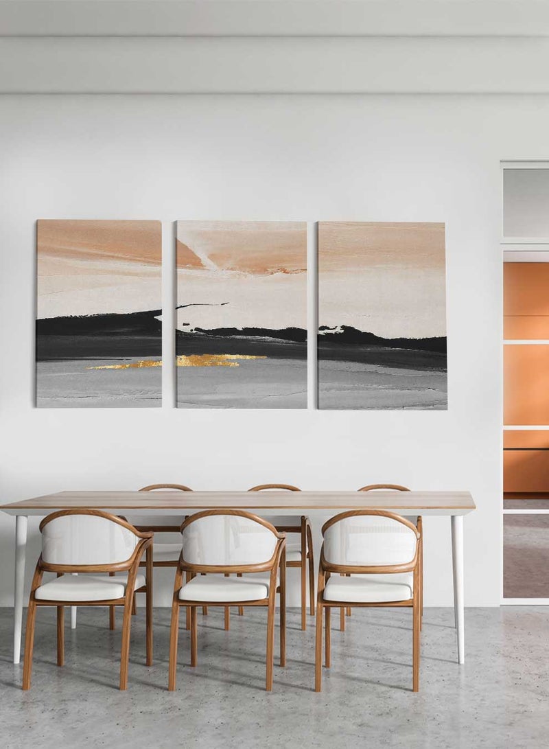 LOWHA مجموعة من 3 لوحات فنية جدارية من القماش، مشدودة على إطار خشبي، لوحات زيتية تجريدية، للمنزل، غرفة المعيشة، ديكور المكتب - Image 2