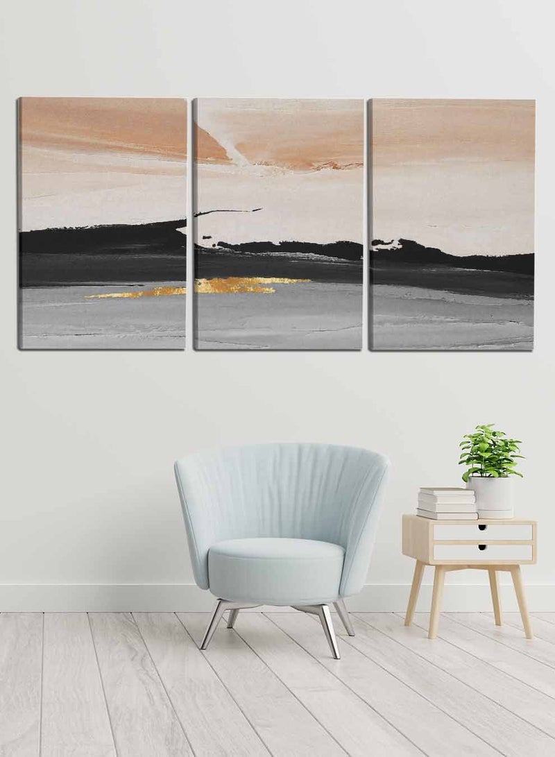 LOWHA مجموعة من 3 لوحات فنية جدارية من القماش، مشدودة على إطار خشبي، لوحات زيتية تجريدية، للمنزل، غرفة المعيشة، ديكور المكتب - Image 3