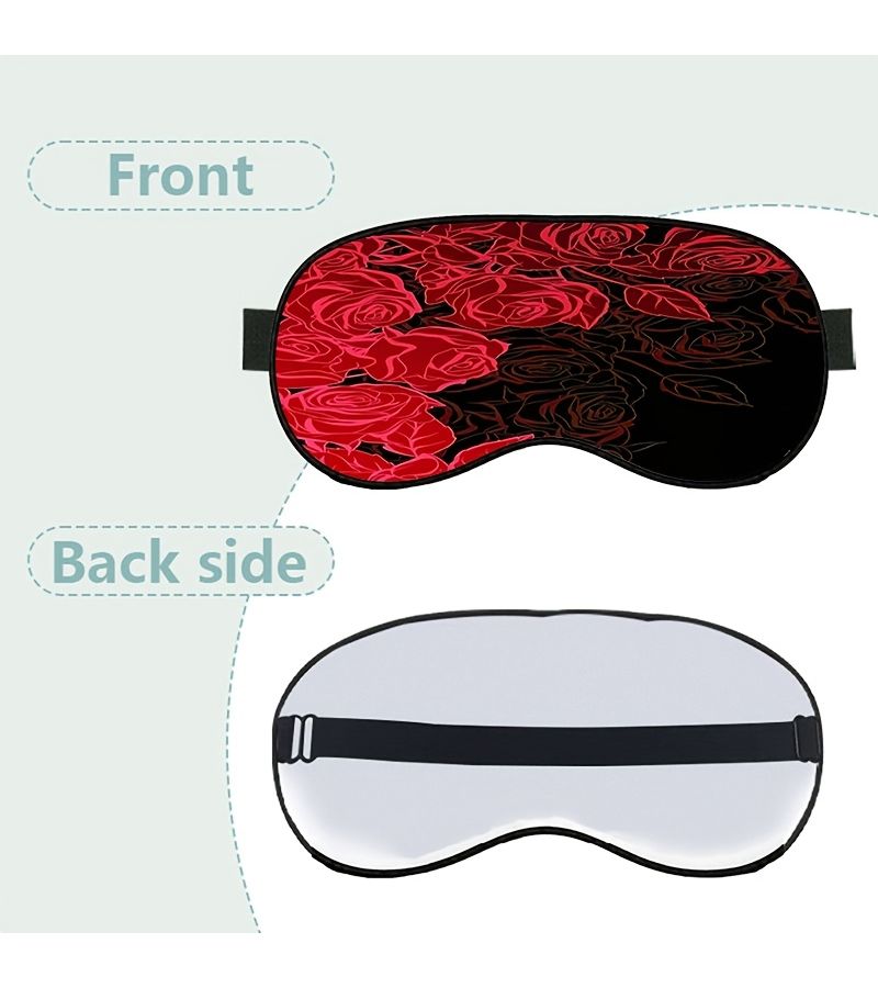 Aesthetic Romantic Red Rose Theme Printed Adjustable Strap Comfortable Sleeping Eye Mask Blindfold For Naps Travel Office Rest And Gifts - Image 5