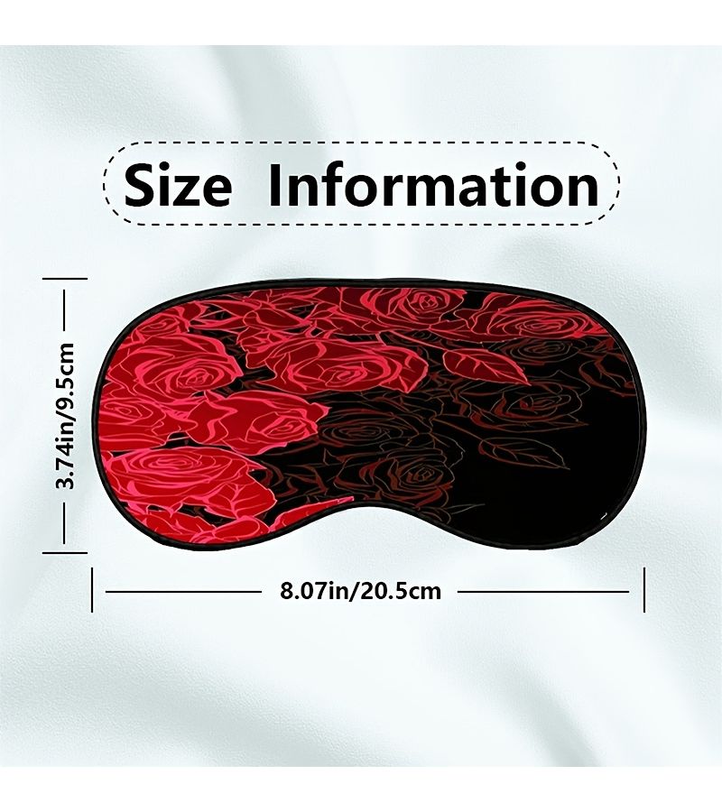 Aesthetic Romantic Red Rose Theme Printed Adjustable Strap Comfortable Sleeping Eye Mask Blindfold For Naps Travel Office Rest And Gifts - Image 3