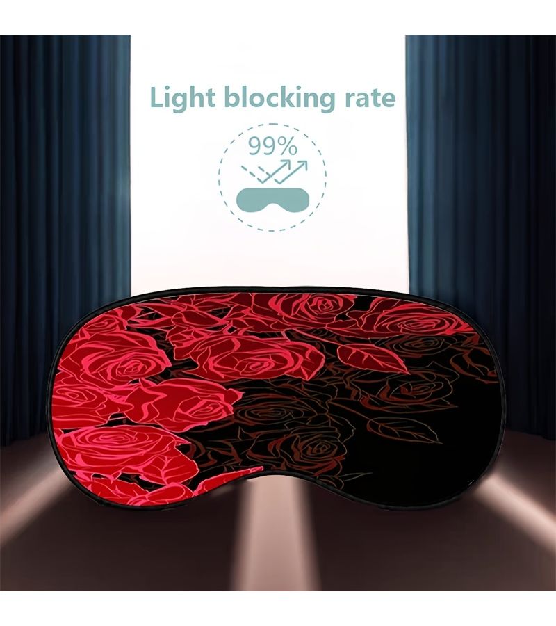 Aesthetic Romantic Red Rose Theme Printed Adjustable Strap Comfortable Sleeping Eye Mask Blindfold For Naps Travel Office Rest And Gifts - Image 4