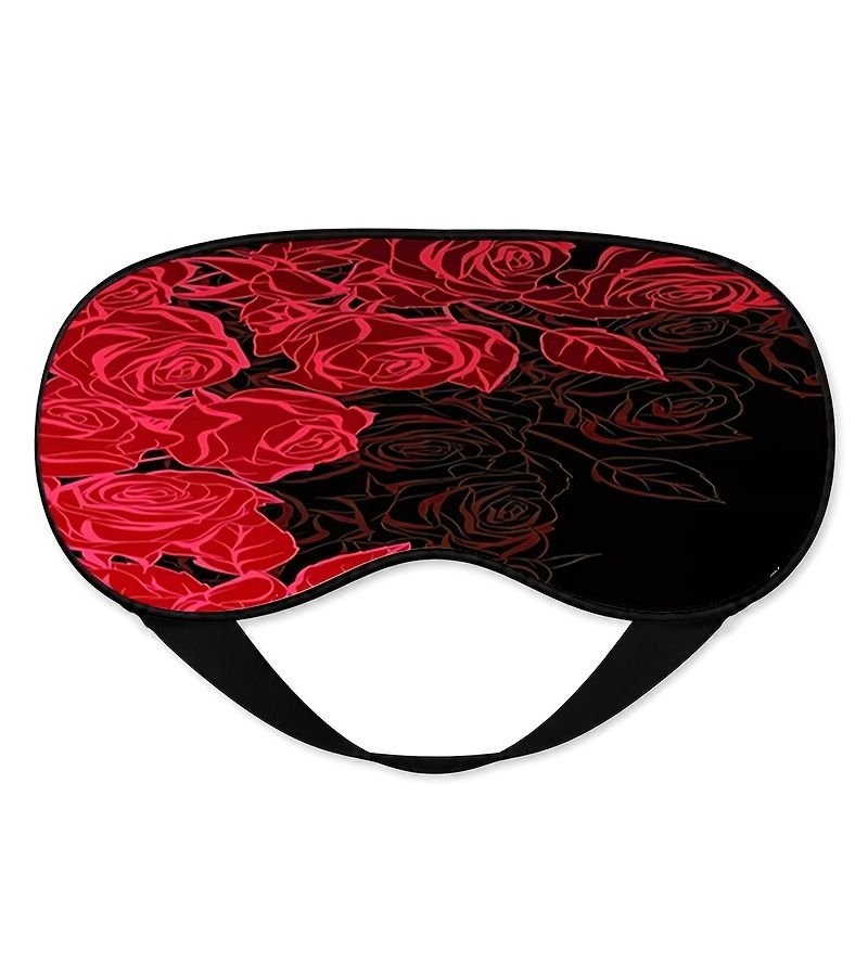 Aesthetic Romantic Red Rose Theme Printed Adjustable Strap Comfortable Sleeping Eye Mask Blindfold For Naps Travel Office Rest And Gifts - Image 1