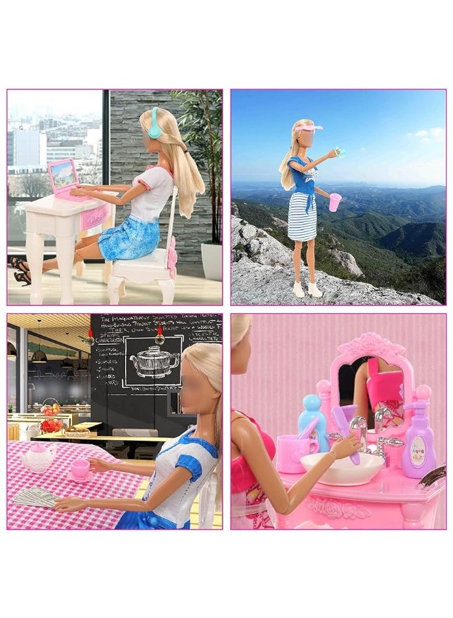 Barwa باروا 32 قطعة حقيبة دمى للسفر ملابس وإكسسوارات لدمية فتاة بطول 11.5 بوصة حاملة سفر للتخزين، تشمل 1 حقيبة 1 حقيبة سفر 23 مستلزمات سفر 5 فساتين 1 جرو 1 كمبيوترâ€¦ - Image 3