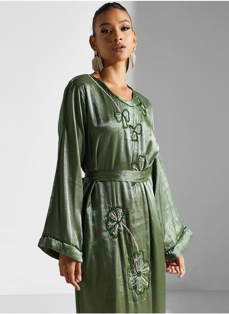 hayas closet Embellished Belted Jalabiya  - Image 3