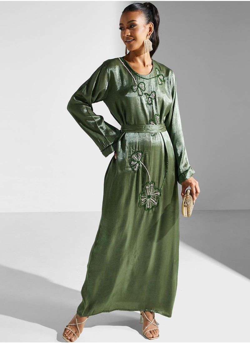 hayas closet Embellished Belted Jalabiya  - Image 4