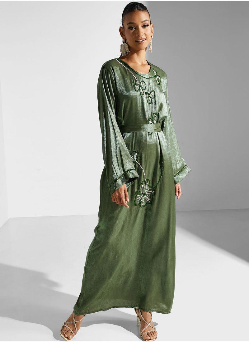 hayas closet Embellished Belted Jalabiya  - Image 1