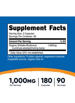 Nutricost Organic Shiitake Mushroom Capsules 1000Mg, 90 Servings - Certified Ccof Organic, Vegetarian, Gluten Free, 500Mg Per Capsule, 180 Capsules  - Image 3