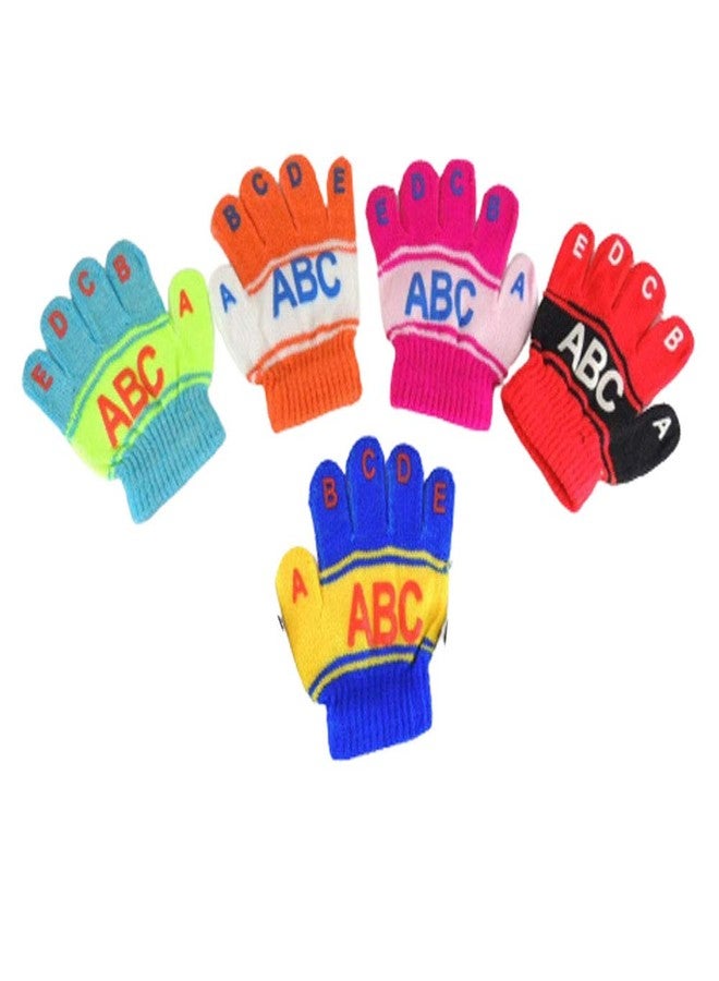 V3E قفازات شتوية صوفية دافئة للأطفال من V3E (متعددة الألوان، من 1 إلى 4 سنوات) - عبوة من 5 قطع - Image 1
