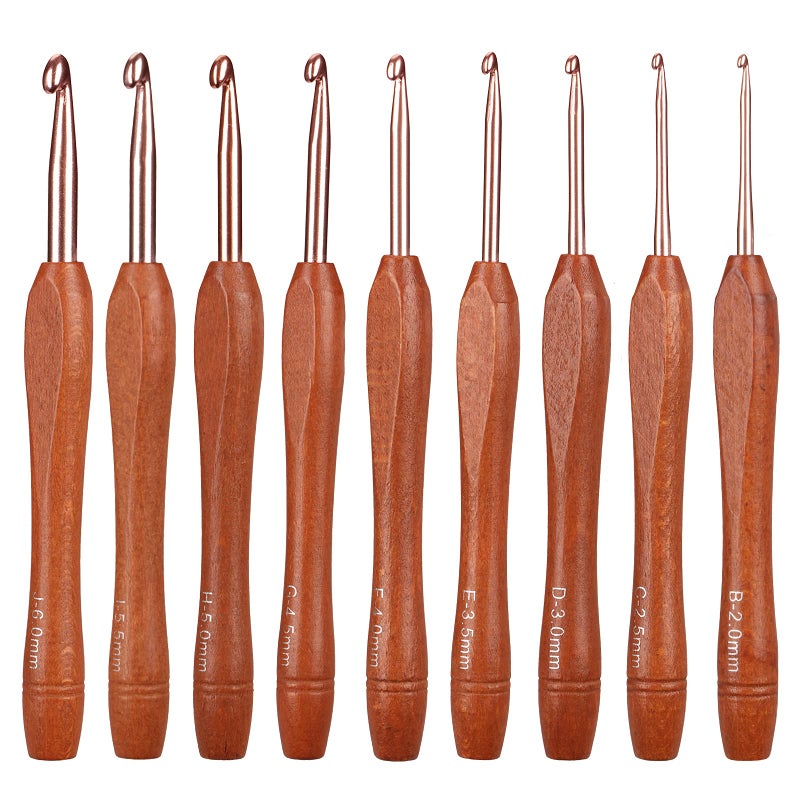 Ruidi Wooden Handle Handle Crochet Hook9pcs