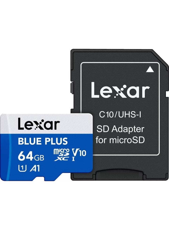 Lexar Blue Plus MicroSD Card - 64 GB - Image 1