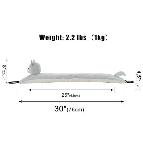 Marwood Under Door Draft Stopper Decorative Wind Stopper 30 inch for Door Window Weighted Animal Air Draft Stopper Snake Noise Blocker for Bottom of Door with Hanging Loops Grey Cat - Image 3