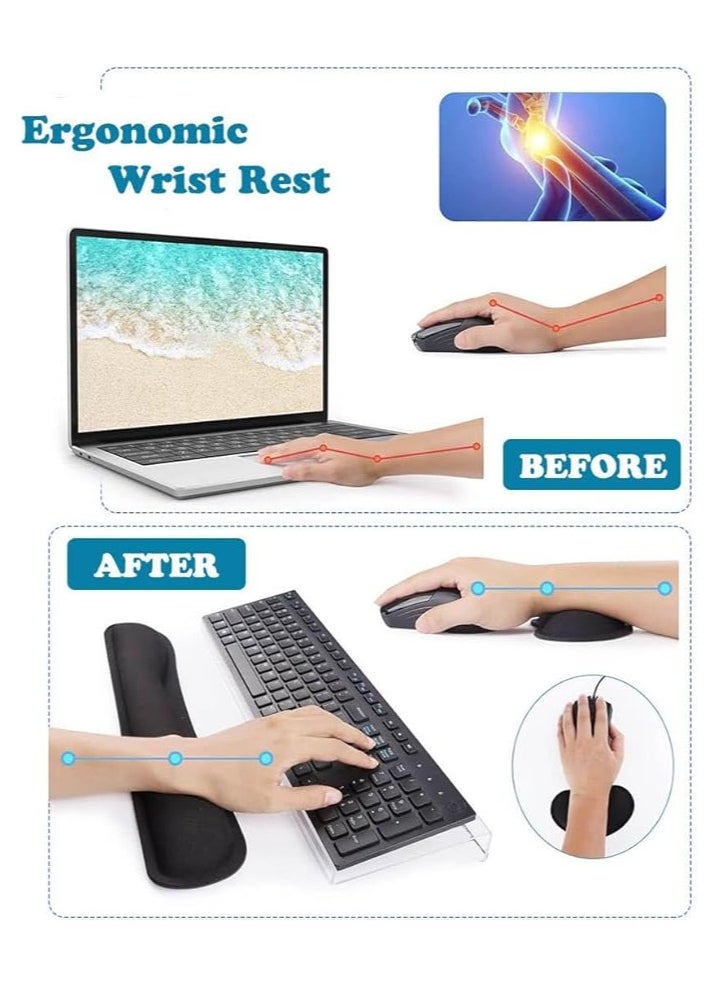 erorex - Clear Computer Keyboard Stand for Desk with Mouse and Keyboard Wrist Rest Pad, 3 PCS Acrylic Ergonomic Keyboard Holder Set for Working, Keyboard Riser with Rubber Strip for Home,Office,School-17.7”x6” - Image 1