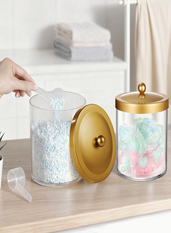 Amolliar 50 Oz Apothecary Jar - Clear Container with Stainless Steel Lid, Plastic Jar for Laundry Room Organization & Pods Storage, Bathroom Vanity Organizer, Kitchen Countertop Cantainer (Gold) - Image 4