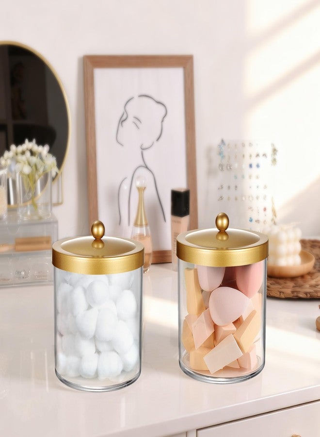 Amolliar 50 Oz Apothecary Jar - Clear Container with Stainless Steel Lid, Plastic Jar for Laundry Room Organization & Pods Storage, Bathroom Vanity Organizer, Kitchen Countertop Cantainer (Gold) - Image 5