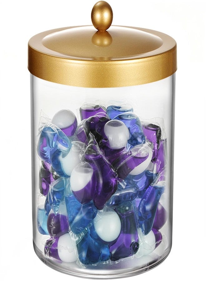 Amolliar 50 Oz Apothecary Jar - Clear Container with Stainless Steel Lid, Plastic Jar for Laundry Room Organization & Pods Storage, Bathroom Vanity Organizer, Kitchen Countertop Cantainer (Gold) - Image 1