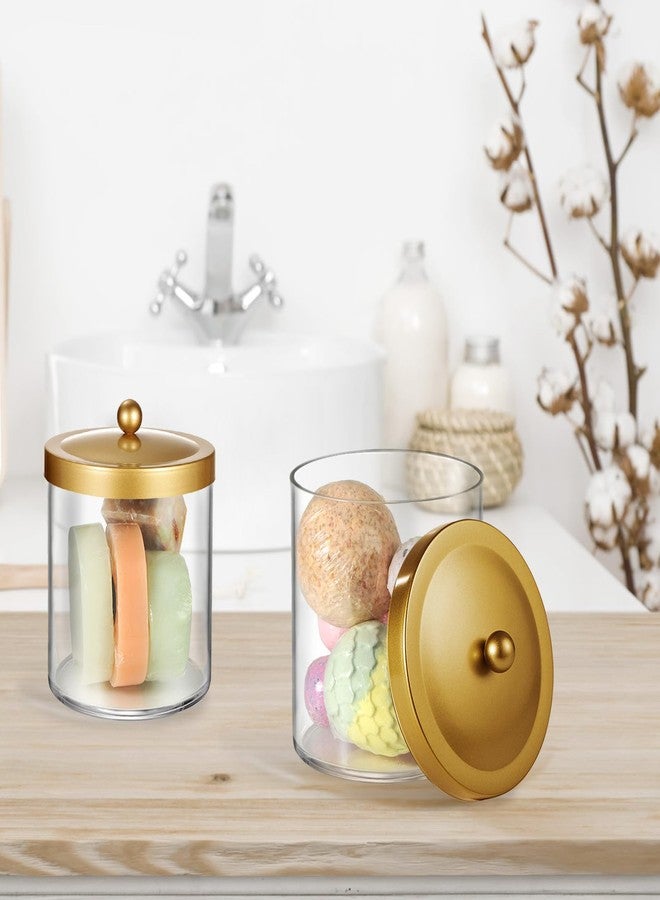 Amolliar 50 Oz Apothecary Jar - Clear Container with Stainless Steel Lid, Plastic Jar for Laundry Room Organization & Pods Storage, Bathroom Vanity Organizer, Kitchen Countertop Cantainer (Gold) - Image 3