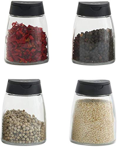 Celiseaya Glass Spice Jars, Double Lids Seasoning Shakers Glass Bottles Spice Shakers Sifter Barbecue Salt & Pepper Shaker Container (4PCS） - Image 1