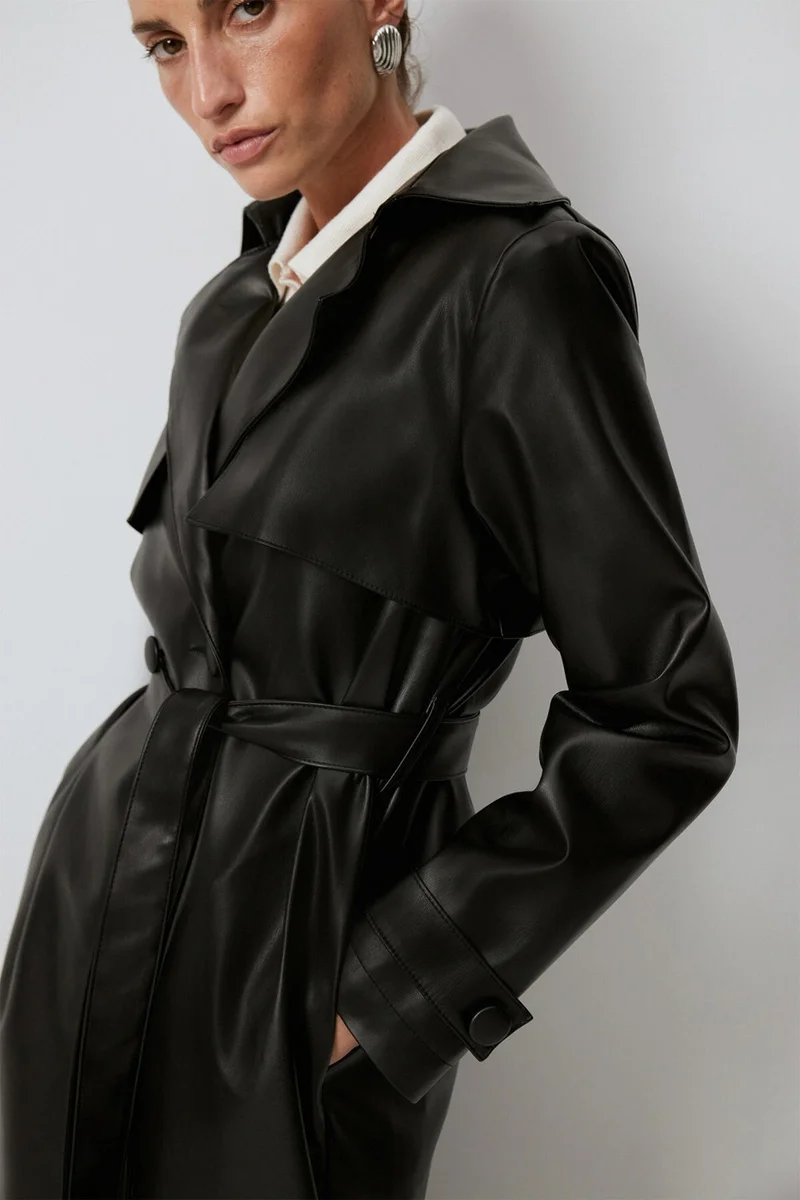 توتشي Leather Trench Coat
