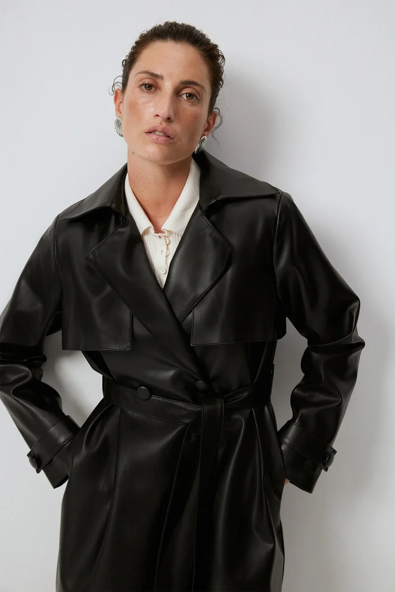 توتشي Leather Trench Coat