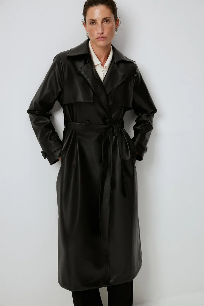 توتشي Leather Trench Coat
