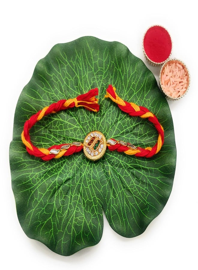 PrideKraft Designer Beautiful Traditional Bhaiya Bhabhi Rakhi In Pair| Roli Tilak & Rice Pack - Image 3