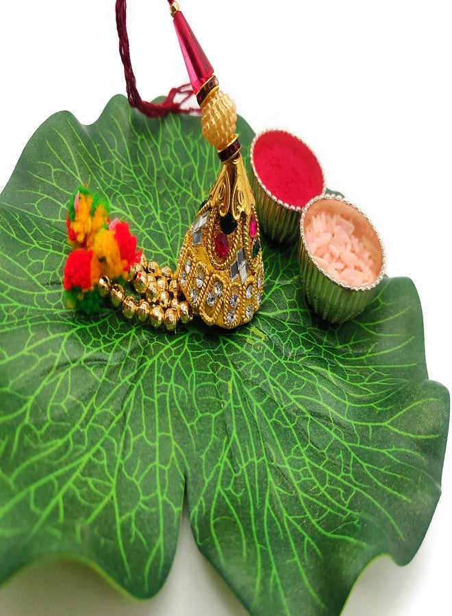 PrideKraft Designer Beautiful Traditional Bhaiya Bhabhi Rakhi In Pair| Roli Tilak & Rice Pack - Image 4