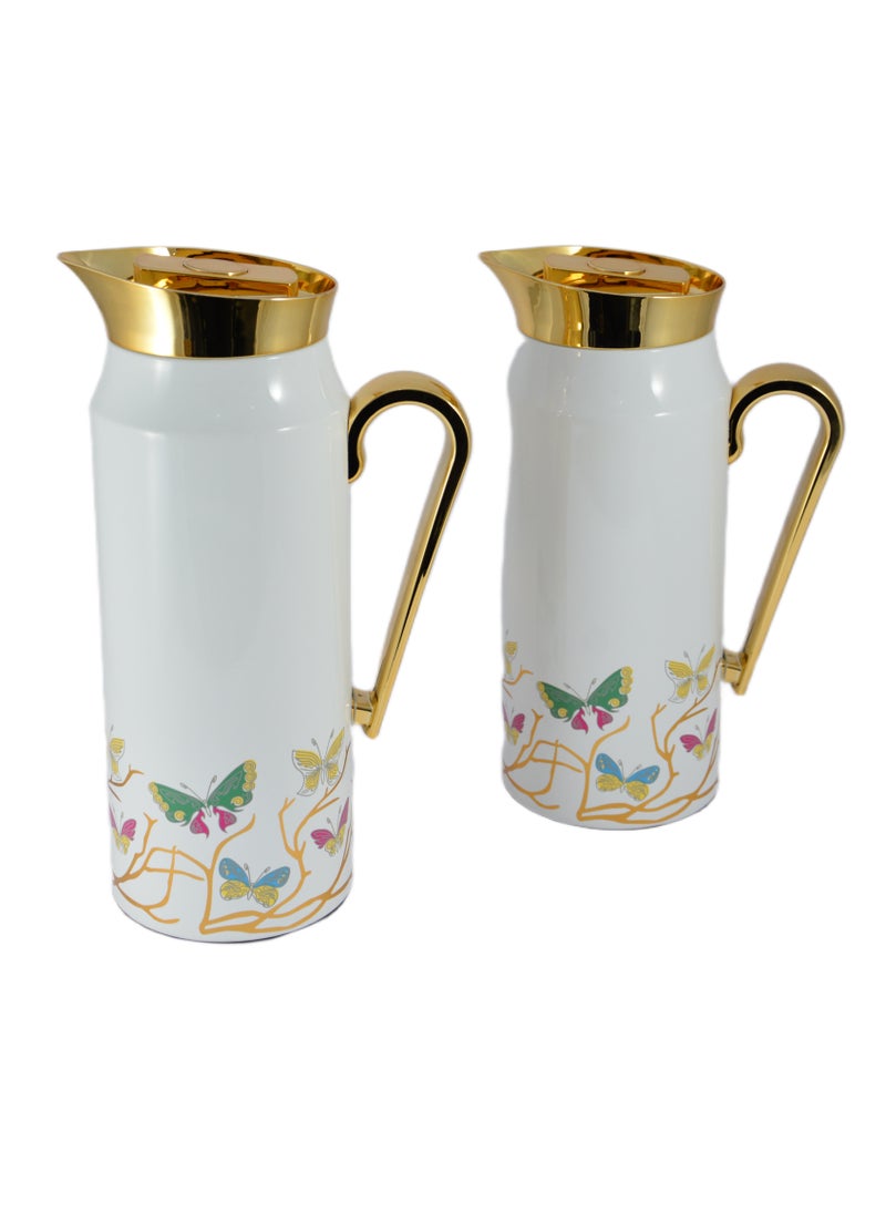 Home Maker 2-Piece Thermal Flask Set – 0.75L & 1L – Stainless Steel Exterior with Inner Glass Insulation  - Image 1