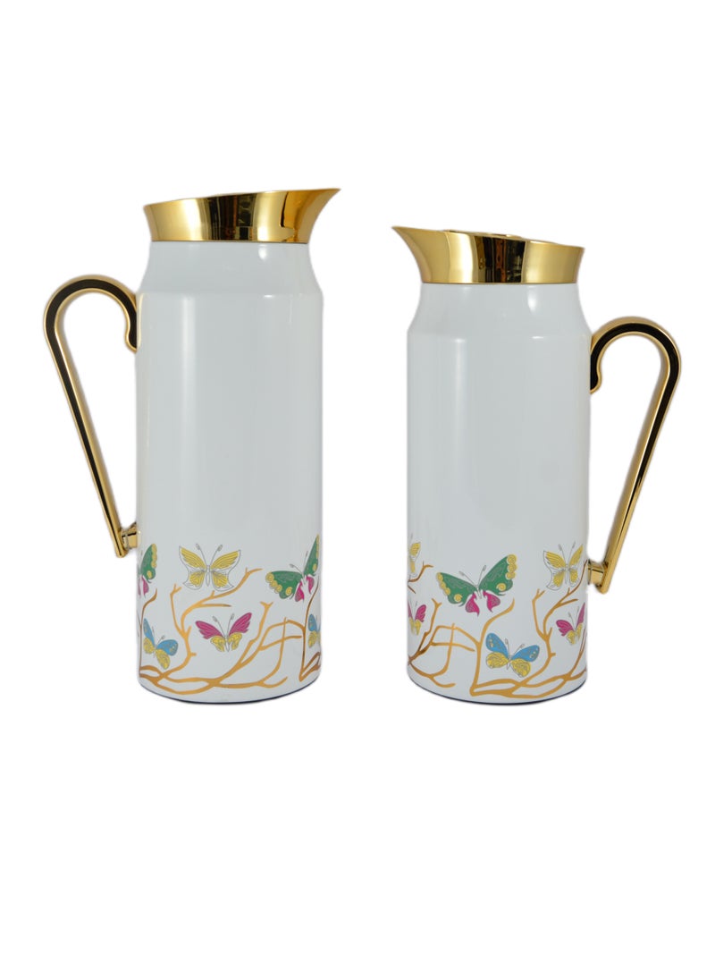 Home Maker 2-Piece Thermal Flask Set – 0.75L & 1L – Stainless Steel Exterior with Inner Glass Insulation  - Image 2