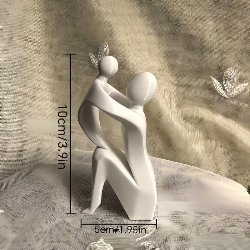 تمثال تجريدي أبيض نقي للأم والطفل، زينة لغرفة المعيشة وديكور للمكتب - Image 3