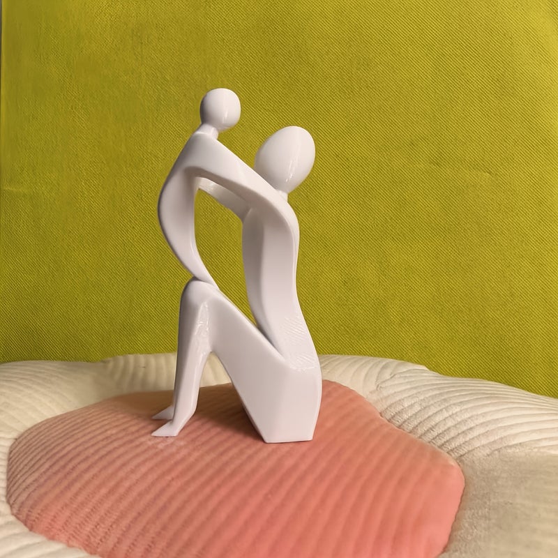 تمثال تجريدي أبيض نقي للأم والطفل، زينة لغرفة المعيشة وديكور للمكتب - Image 5