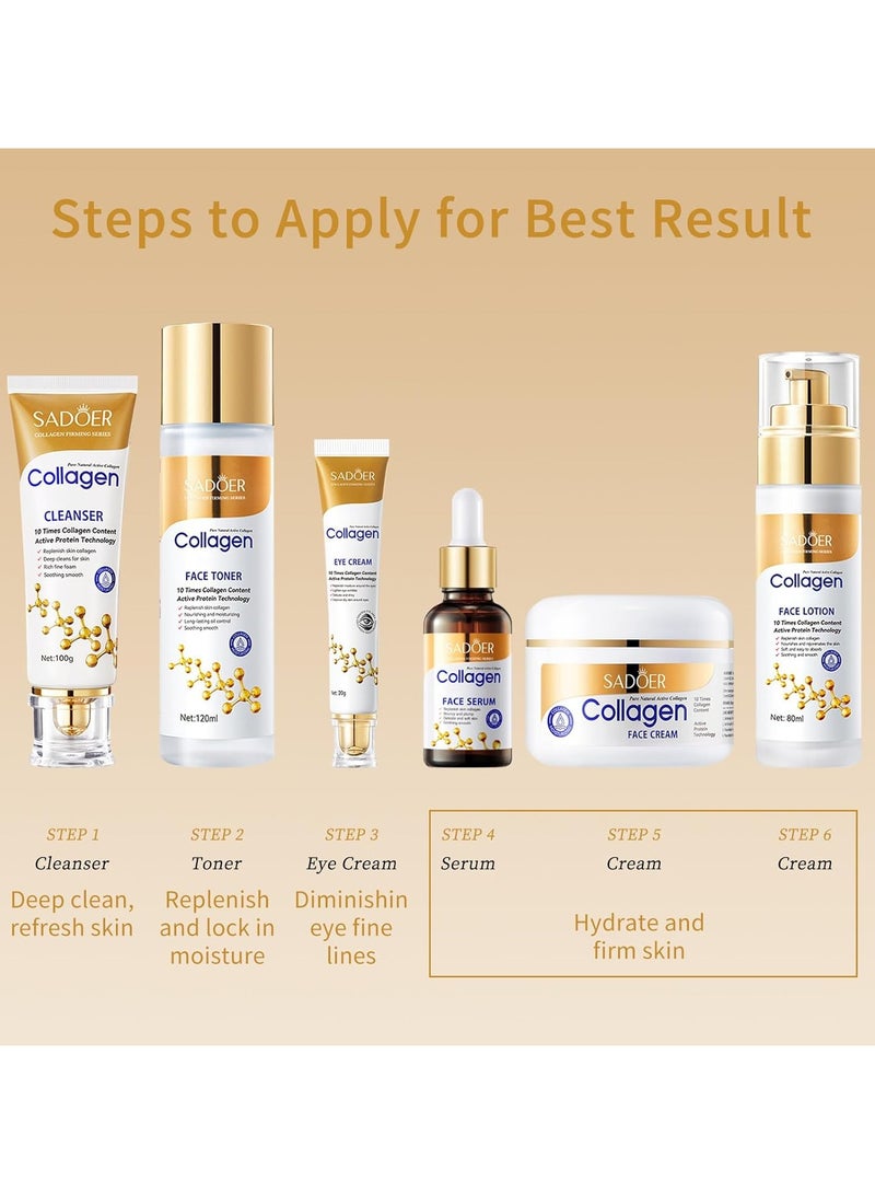 SADOER SADOER Complete Anti-Wrinkle Collagen Skin Care Set - Body Lotion, Eye Cream, Face Cream, Foundation, Hand Cream, Cleanser, Toner, Moisturizer, Gel - Image 4