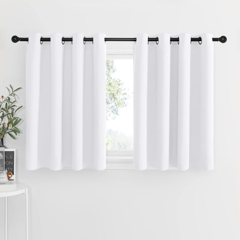 NICETOWN Short Window Curtains for Loft - Grommet Top Design Curtains for Cafe & Dining Room Thanksgiving Decoration (Pure White, Two Panels, 52W by 36L 1.2 Inches Header) - Image 1